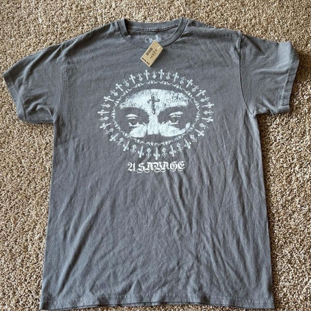Unbranded Men's Grey and Brown T-shirt